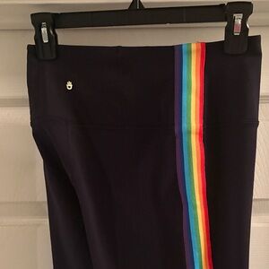 Spiritual Gangster Black Leggings with Rainbow Stripe